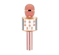 Беспроводной Bluetooth микрофон WS-858 с динамиком розовое золото