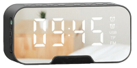 Часы зеркальные HC46 с Радио, Bluetooth, TF Card, Aux, черыне