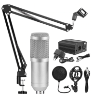 Конденсаторный студийный микрофон BM 800 с подставкой и фантомным питанием, серебро