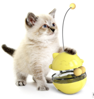 Игрушка неваляшка для кошки с шариком, желтая