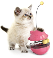 Игрушка неваляшка для кошки с шариком, розовая