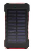 Внешний аккумулятор Power Bank с солнечной батарей 10000 мАч, красный