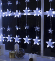Гирлянда штора, занавес, звезды светодиодные LED 300 x 70 см, белый свет