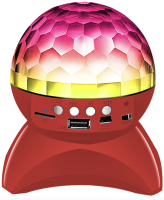 Bluetooth колонка диско шар WJ-A301, TF card, USB, AUX, красная